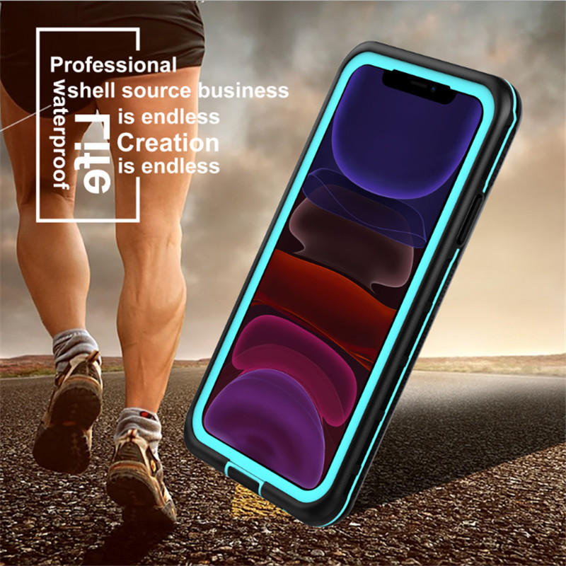 新しいPC + TPE +ペット防水防塵防雪電話アクセサリーケースiphone 11（ブルー）透明バックカバー